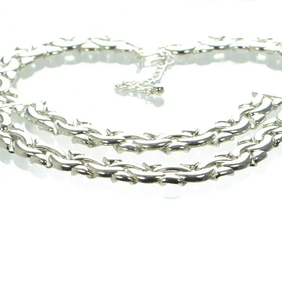 Kenneth Jay Lane KJL Polished Silver Link Necklace - Picture 3 of 5